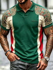 Polo con estampado de fútbol mexicano para hombre
